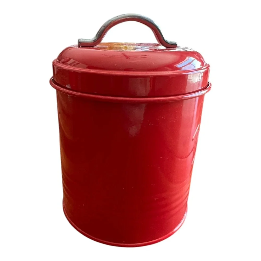 Robely Tea Canister Kitchen Storage Tin Red Metal 6in NWOT Farmhouse KT-4916